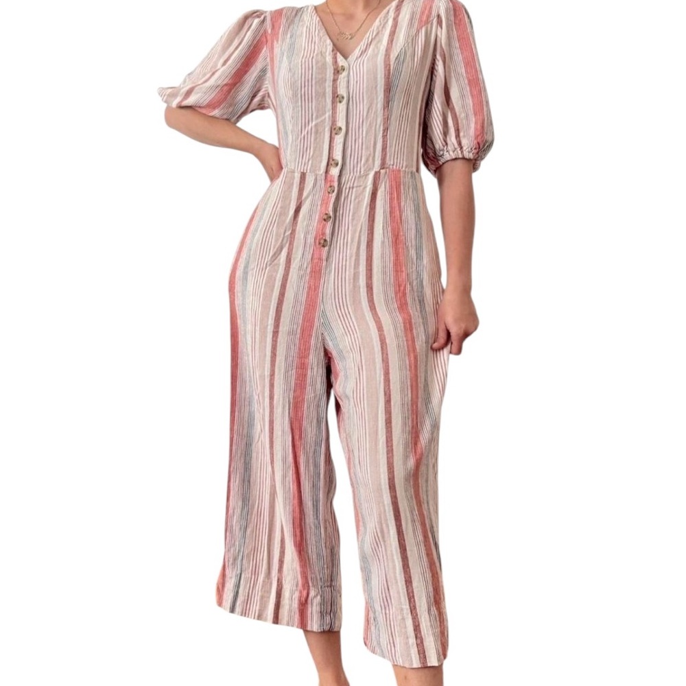Universal Thread•Linen Blend Striped Jumpsuit